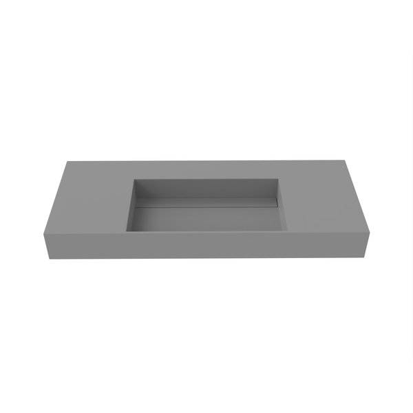 Castello Usa Juniper 48” Solid Surface Wall-Mounted Bathroom Sink in Gray with No Faucet Hole CB-GM-2056-48-G-NH